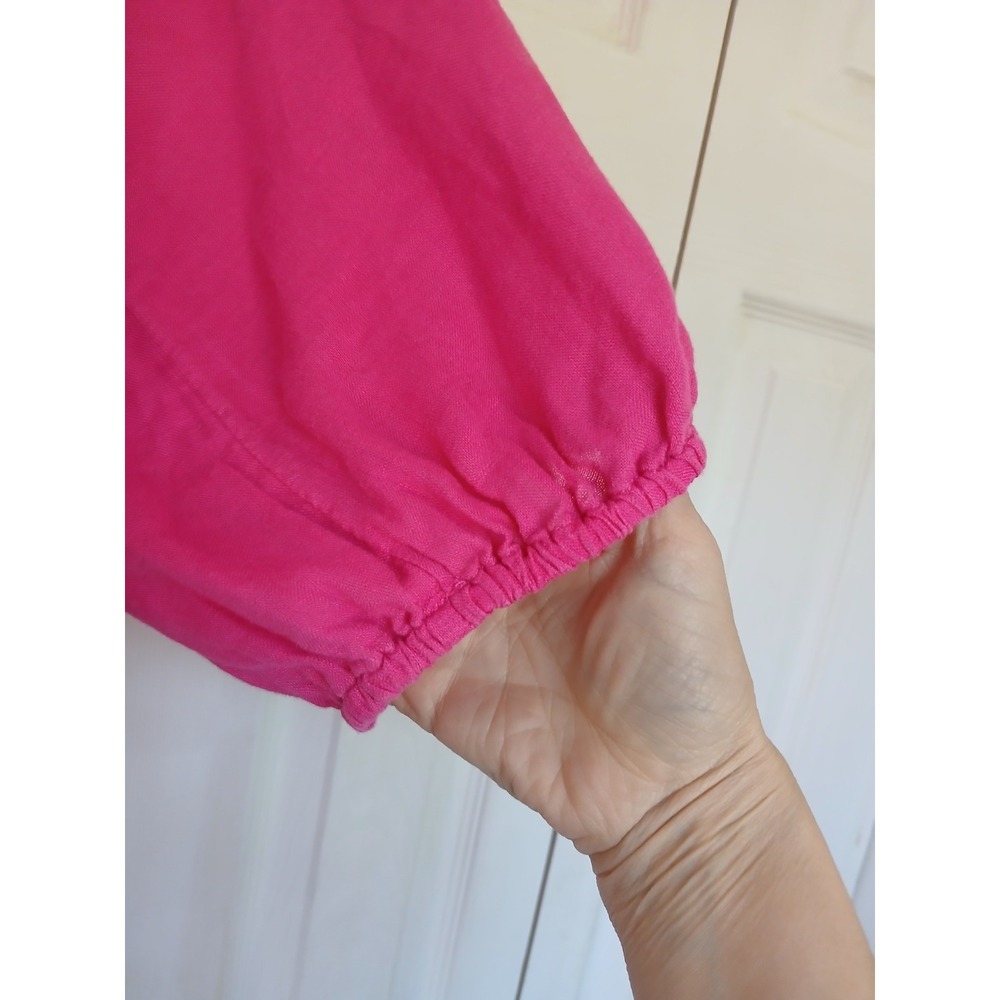 J. Jill Lovelinen Pink Linen Top 3/4 Sleeve  Casual Lightweight Blouse Large - Picture 4 of 7